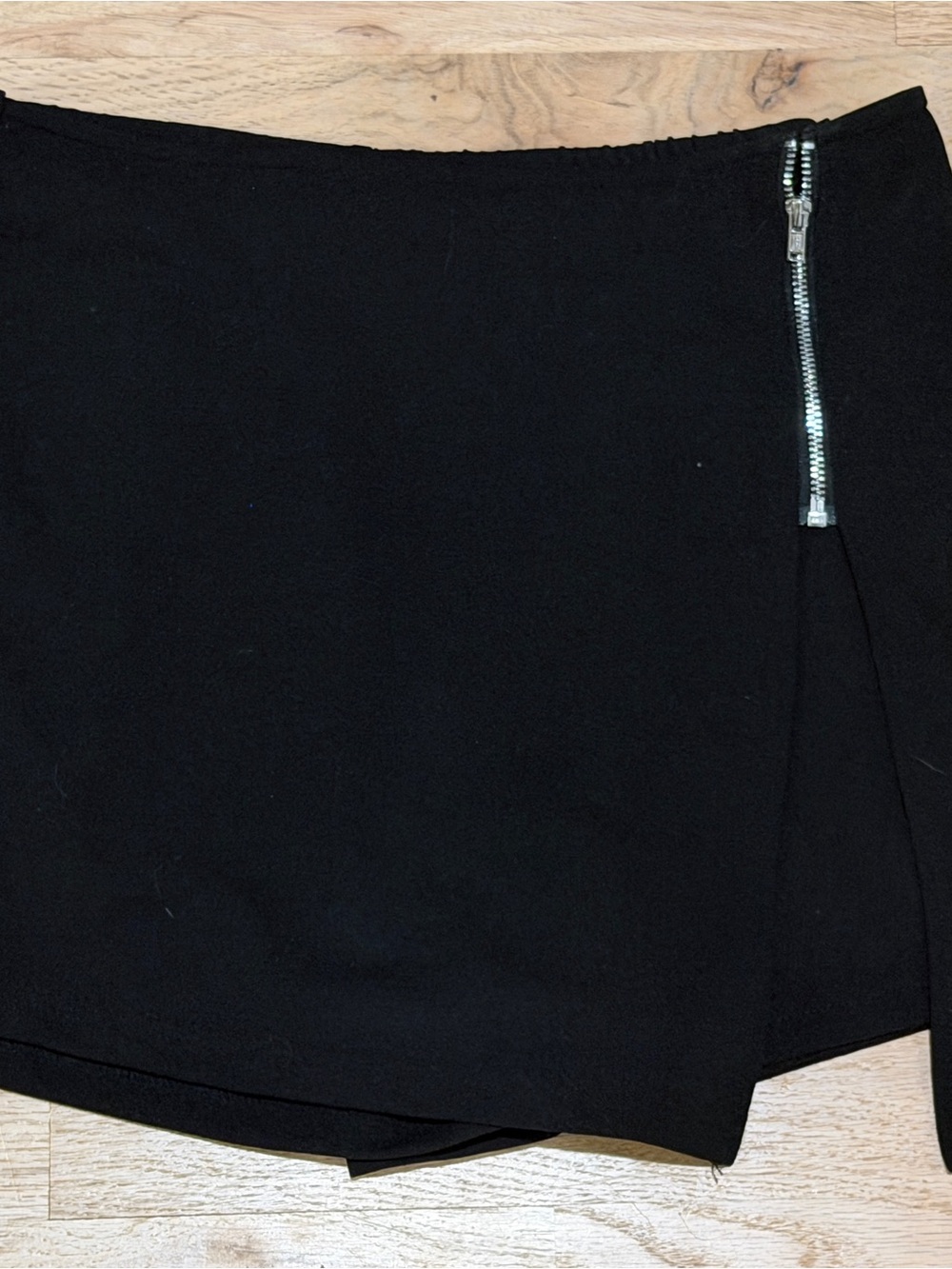 Black Mini Skort with Exposed Silver Zip